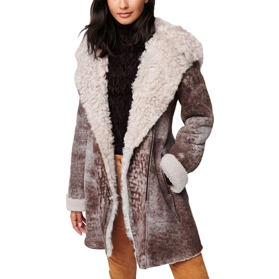 Galina Hooded Sheepskin Coat with Tigrado Trim