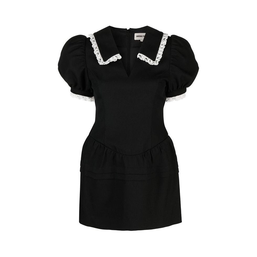 Black Puff Minidress