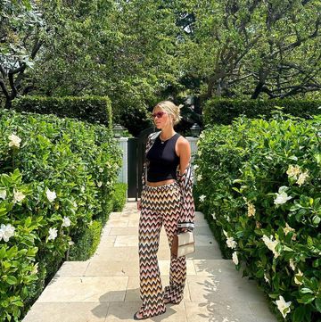 Shop Sofia Richie Grainge’s Zigzag Pants and Bag sofia richie