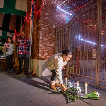After police tape was taken down, curious bystanders view the crime scene inside the Star Dance Studio Ballroom monterey park, ca january 22 after police tape was taken down, people line up to place flowers at the entrance to the star dance studio ballroom where huu can tran, a 72 year old asian male, is accused of shooting and killing 10 people and injuring 10 during the monterey park mass shooting that took place saturday night photo taken sunday, jan 22, 2023 allen j schaben los angeles times via getty images