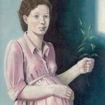 Oil on Wood Panel this is mrs nahpro pregnant with our daughter rachael 1986