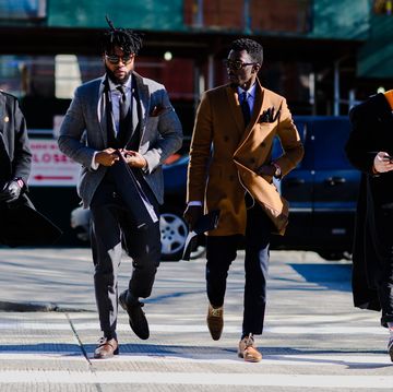 People, Street fashion, Pedestrian, Suit, Fashion, Snapshot, Street, Human, Footwear, Urban area, 